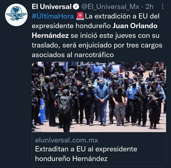 Así informó el mundo sobre la extradición de Juan Orlando Hernández a EEUU