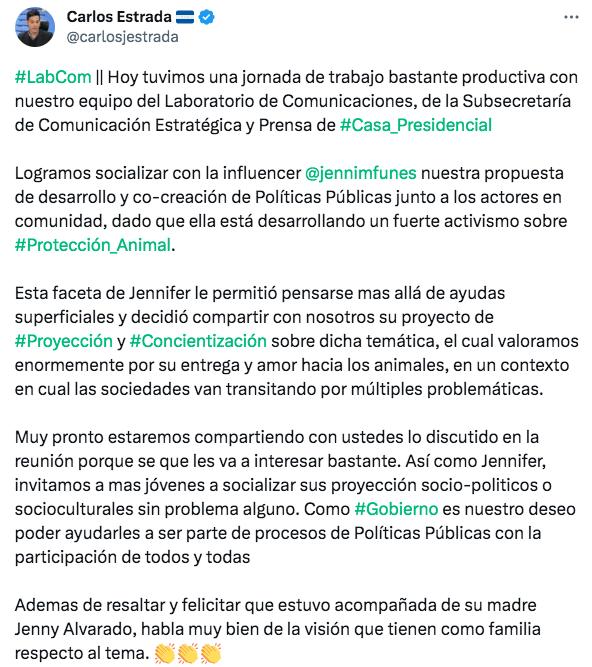 Influencer Jennifer Funes podría ser embajadora de ley de protección animal con el gobierno