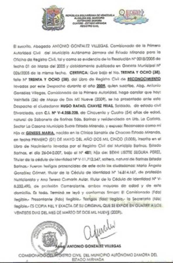 Maduro confirma que Hugo Chávez tuvo hija con azafata del avión presidencial