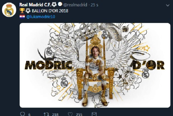 Reacciones en Twitter tras el nombramiento de Luka Modric como Balón de Oro