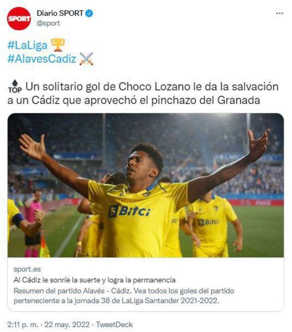 El mundo se rinde ante Choco Lozano tras salvar del descenso al Cádiz (Fotos)
