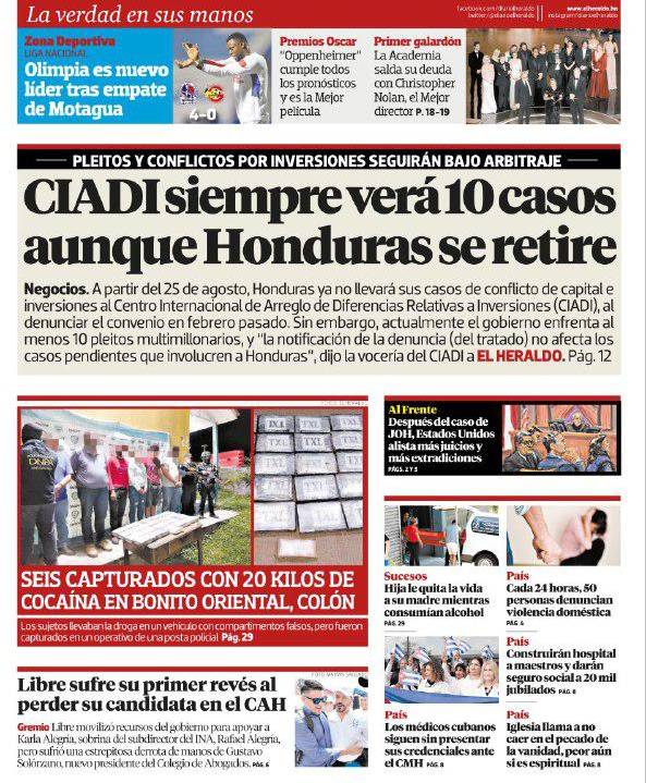 CIADI siempre verá 10 casos aunque Honduras se retire