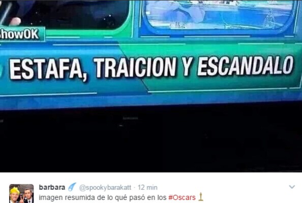 Error garrafal en los premios Oscar 2017 provoca avalancha de memes