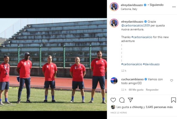 Así fue el primer entrenamiento de David Suazo con el Carbonia de Italia