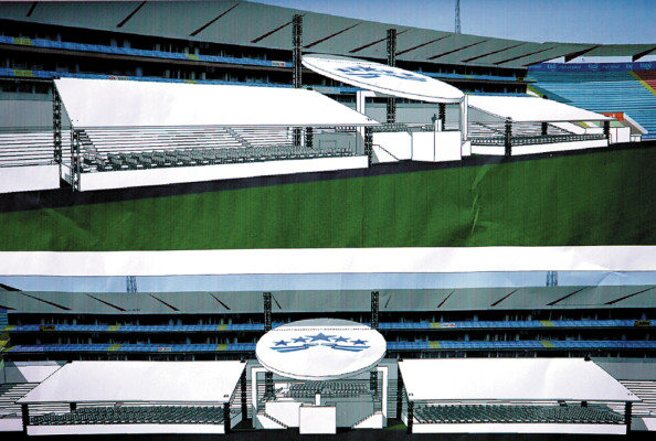 Sencillo y elegante escenario para traspaso de mando