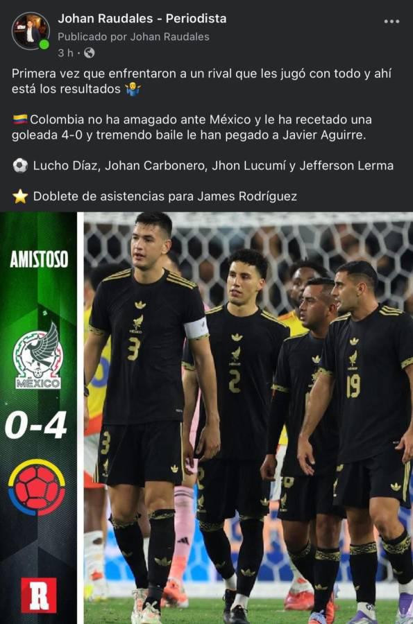 Las críticas de los medios a selección de México tras ser goleado por Colombia