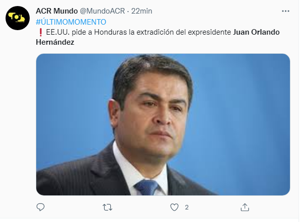 Así informa el mundo la solicitud de extradición del expresidente Juan Orlando Hernández