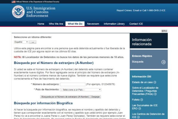 Le mostramos paso a paso cómo buscar familiares detenidos en EEUU en la página de ICE