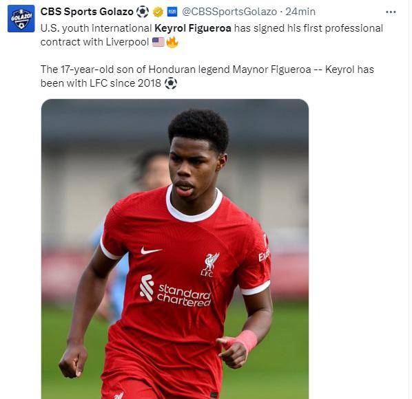 Lo que dicen los medios sobre primer contrato de Keyrol Figueroa con el Liverpool