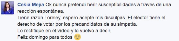 Aspirante a diputada Loreley Fernández reacciona ante carcajadas de la periodista Cesia Mejía por su spot político
