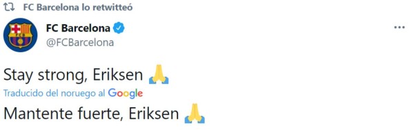 El mundo del fútbol se solidariza con Christian Eriksen