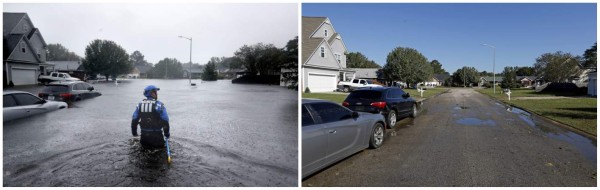 El antes y después del paso de huracán Florence por Carolina del Norte