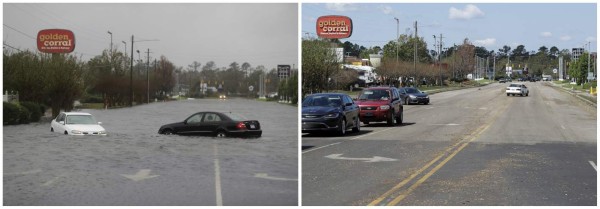 El antes y después del paso de huracán Florence por Carolina del Norte