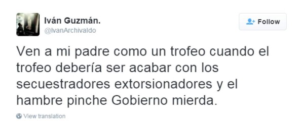 Hijo del ‘El Chapo’ Guzmán arremete contra el gobierno mexicano&nbsp;&nbsp;