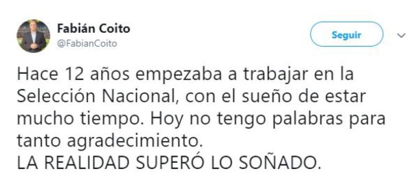 Fabián Coito tras ser confirmado DT de Honduras: 'La realidad superó lo soñado'