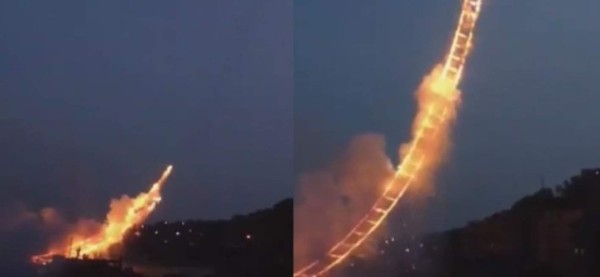 Usa fuegos artificiales para 'construir escalera al cielo'