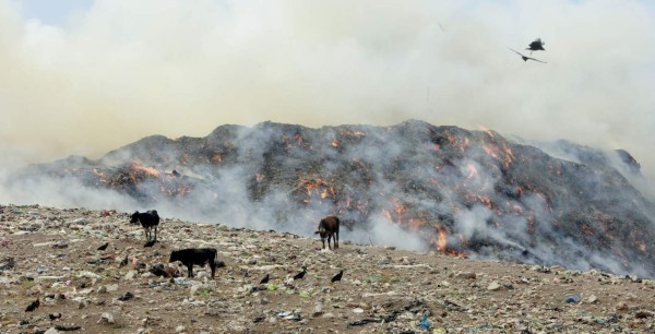 Sin control quema de basura en el botadero municipal capitalino