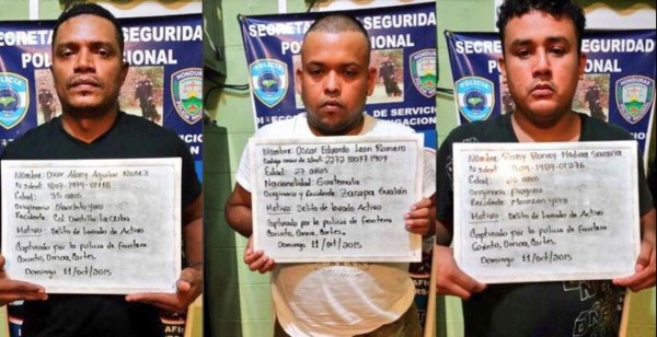 Caen dos hondureños y guatemalteco con dólares y municiones