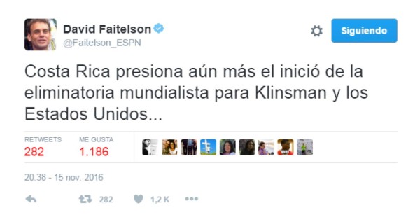 Un encantado Faitelson elogia nivel de Costa Rica ante Estados Unidos
