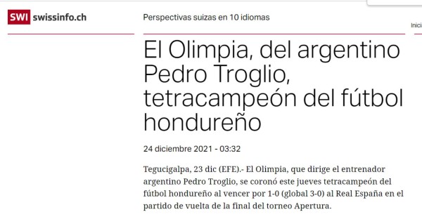 Prensa internacional destaca tetracampeonato del Olimpia de Pedro Troglio