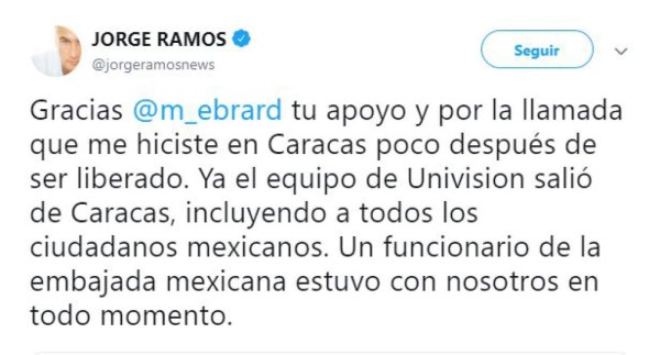 La exigencia de Jorge Ramos a Nicolás Maduro: 'No nos han regresado nada todavía'