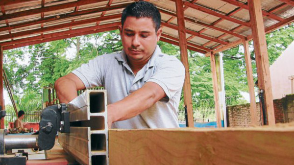 Tierra del aserrío y procesamiento de la madera