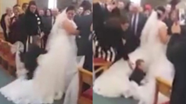 Niño confunde vestido de novia de su tía con una nube