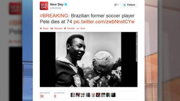 Anuncian en Twitter la muerte de Pelé