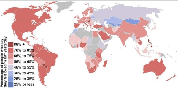 Países donde las personas se sienten más amadas