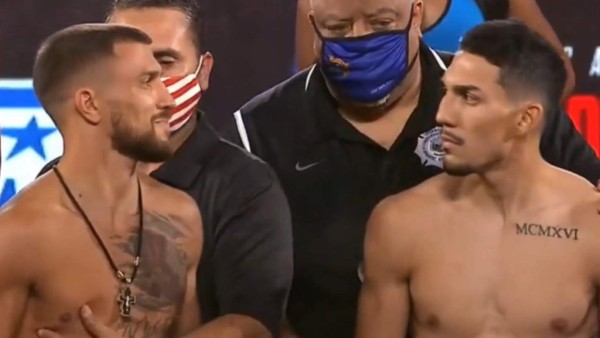 Choque de miradas: el tenso pesaje de Lomachenko y Teófimo