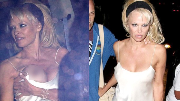 Pamela Anderson sufre incidente y muestra su seno