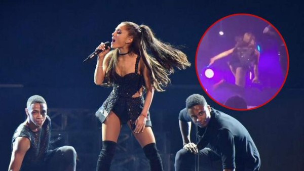 Ariana Grande se cae en pleno show