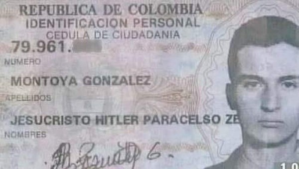 Los nombres más raros que se le puedan poner a una persona
