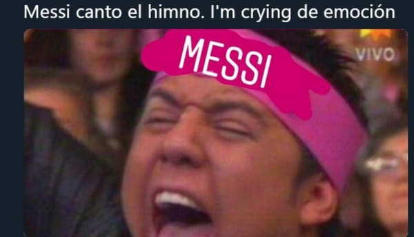 Con originales memes, usuarios se burlan de Leo Messi por cantar el himno de Argentina