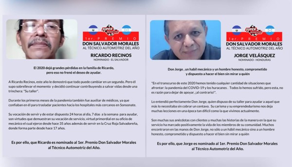 Destacan labor de dos técnicos automotrices de Honduras y El Salvador