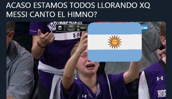Con originales memes, usuarios se burlan de Leo Messi por cantar el himno de Argentina