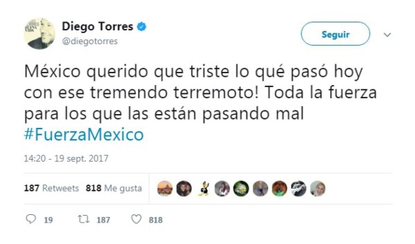 Celebridades se solidarizan con las victimas del sismo en México