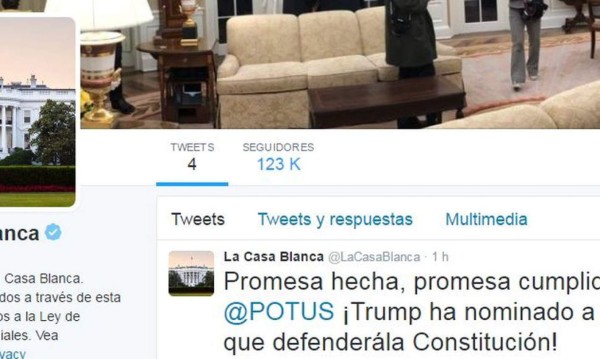 La Casa Blanca ya tiene Twitter en español, pero sigue sin página web&nbsp;&nbsp;