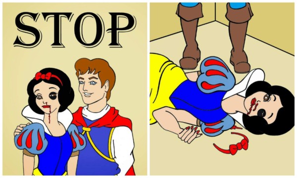 Homero Simpson golpea a Marge y Superman a la Mujer Maravilla