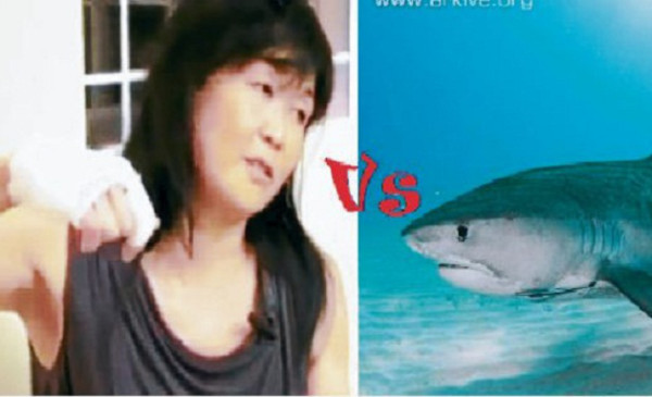 Mujer noqueó a tiburón