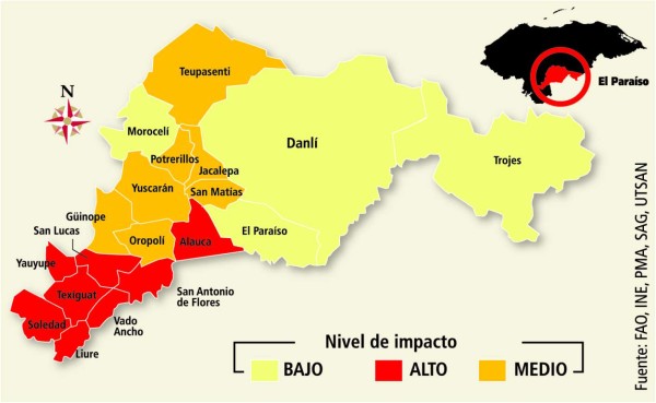 Alerta roja por sequía en municipios del sur de El Paraíso