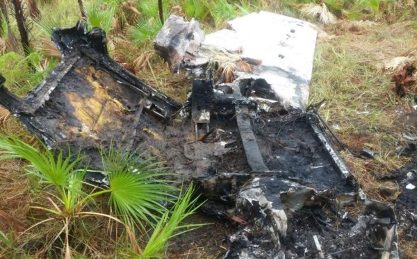 Encuentran narcoavioneta destruida e incinerada en Gracias a Dios