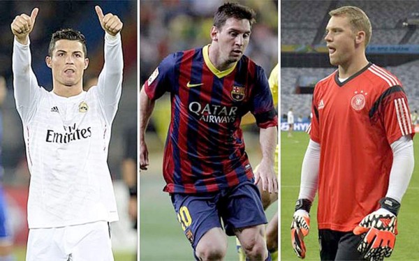 Ronaldo, Messi y Neuer, los candidatos al Balón de Oro