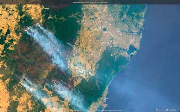 Mortíferos incendios forestales en Australia se observan desde el espacio