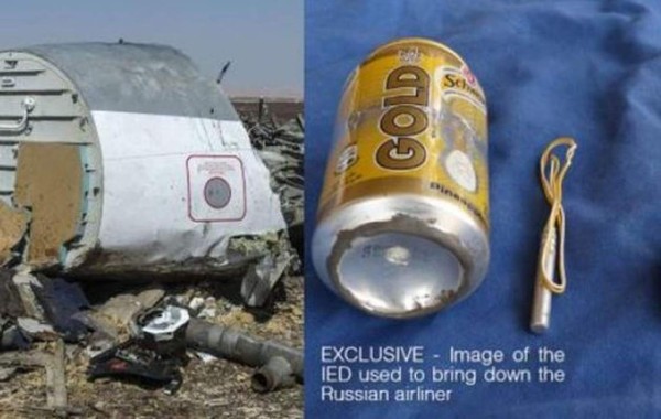 EI publica foto de bomba que habría derribado avión Metrojet
