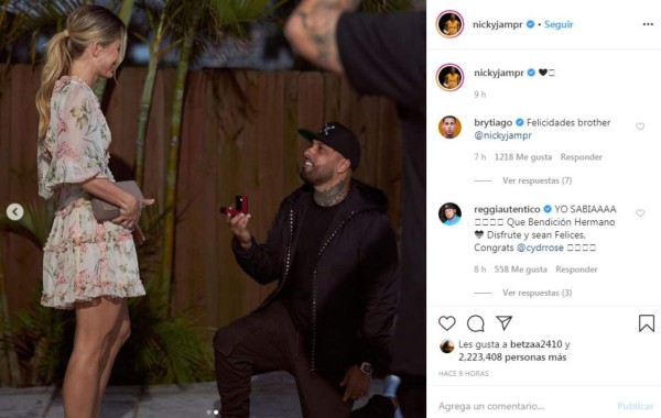 Nicky Jam le pidió matrimonio a su novia, la modelo Cydney Moreau&nbsp;&nbsp;