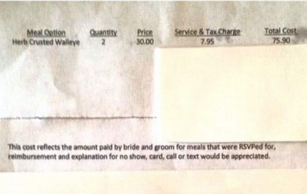Sanción por no ir a boda