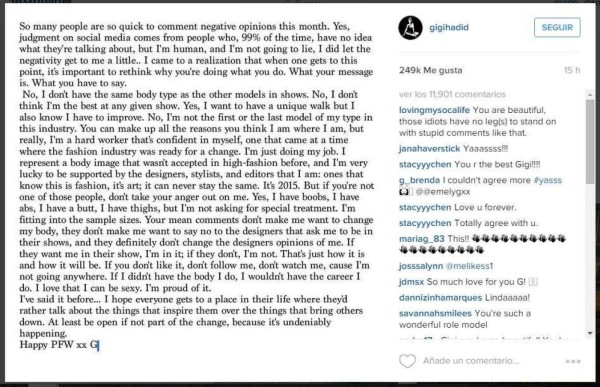 La dura y franca respuesta de una top model criticada por sus curvas