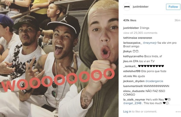 La selfie de Bieber con Neymar roba las miradas en la Copa América