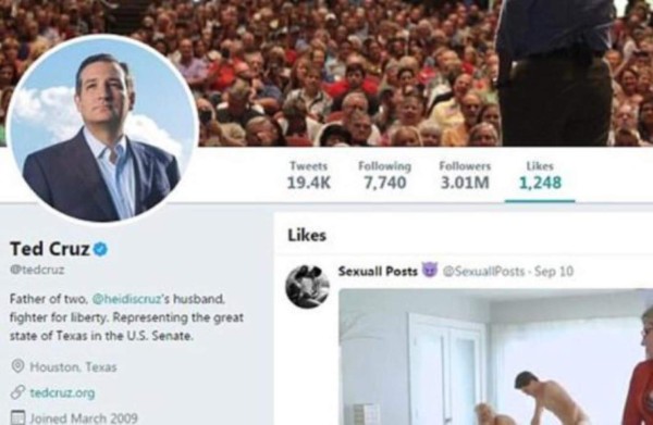 Critican al senador Ted Cruz tras darle 'like' a un video con contenido sexual